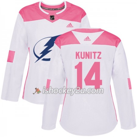 Dame NHL Tampa Bay Lightning Trøje Chris Kunitz 14 Adidas 2017-2018 Hvid Lyserød Fashion Authentic